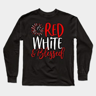 Red White Blessed 4th of July Cute Patriotic America Long Sleeve T-Shirt